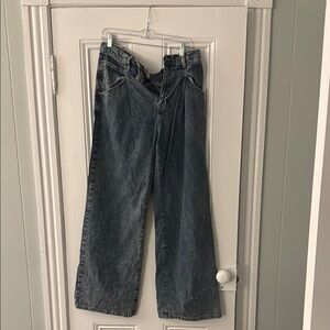 We The Free Blue Flare Jeans High-Rise Wide Leg